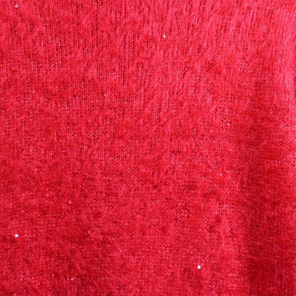 Gianni Bini Eyelash Sweater Womens L Red Sequin Accent Cozy Knit - Picture 9 of 15
